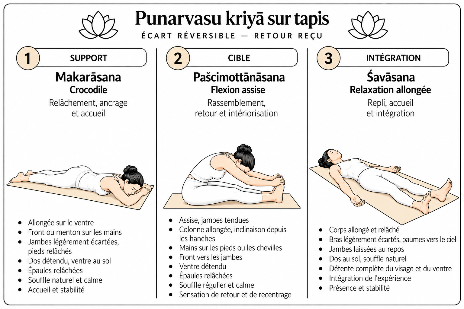Punarvasu kriyā sur tapis : support, cible et intégration